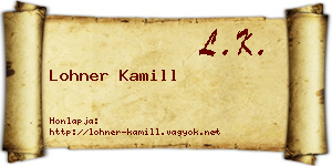 Lohner Kamill névjegykártya